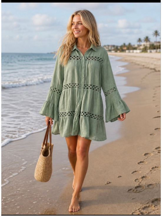 Ibiza Anne Cole Dresses & Skirts - Women's Ibiza Anne Cole Green Mini Dress S
